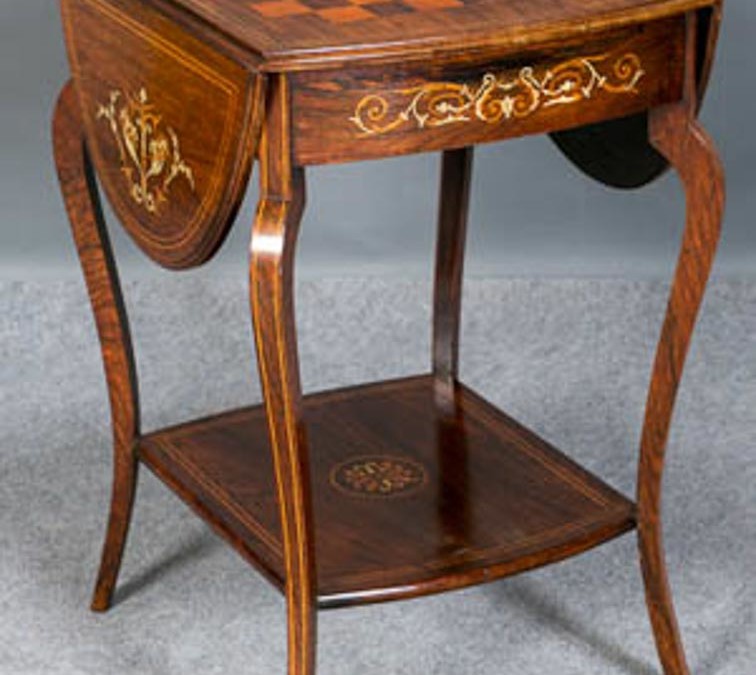 Edwardian rosewood inlaid games top table