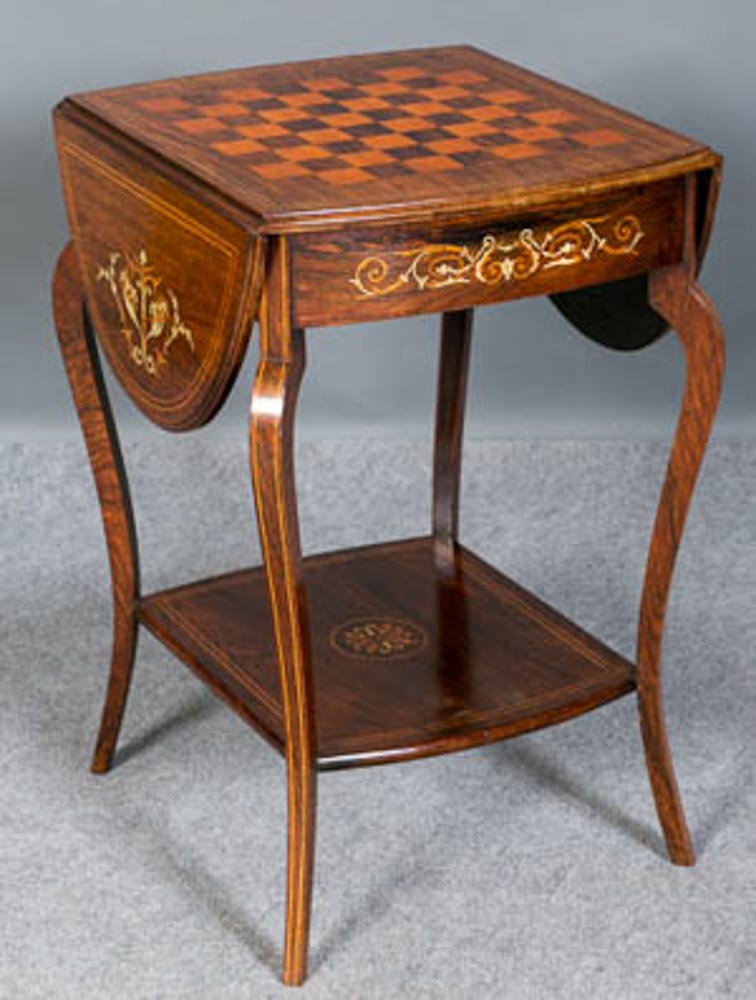 Edwardian rosewood inlaid games top table