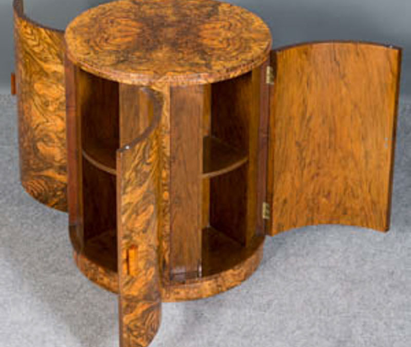Art Deco walnut revolving table