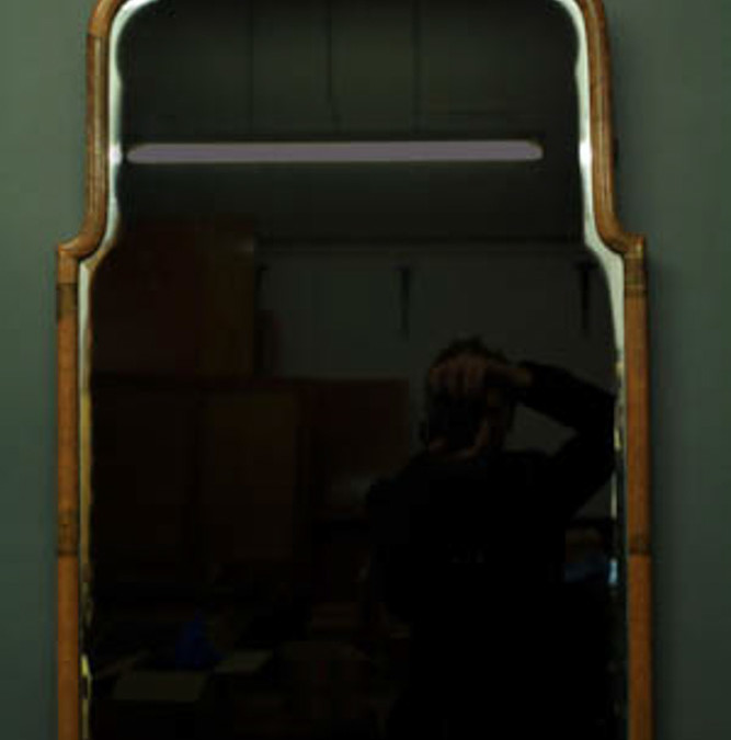 Queen Anne style walnut mirror