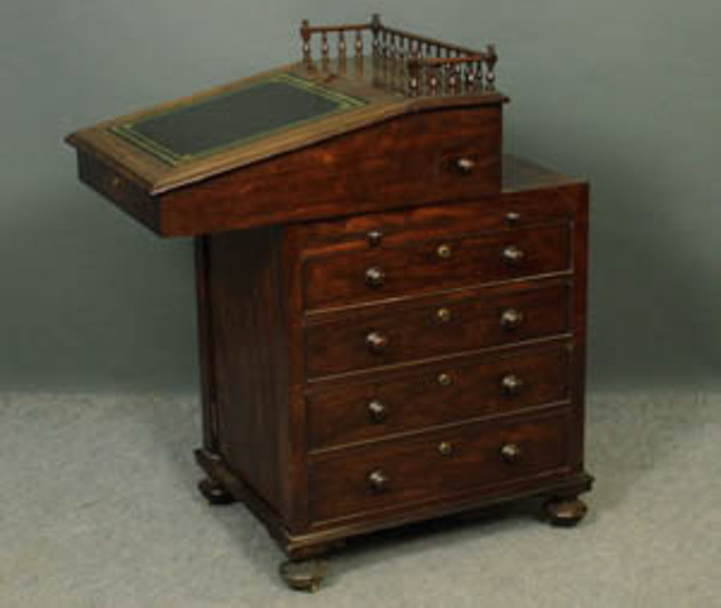 sliding top mahogany davenport