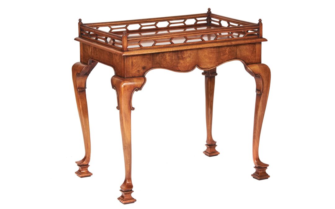 Geo Revival Walnut Silver Table 1930s