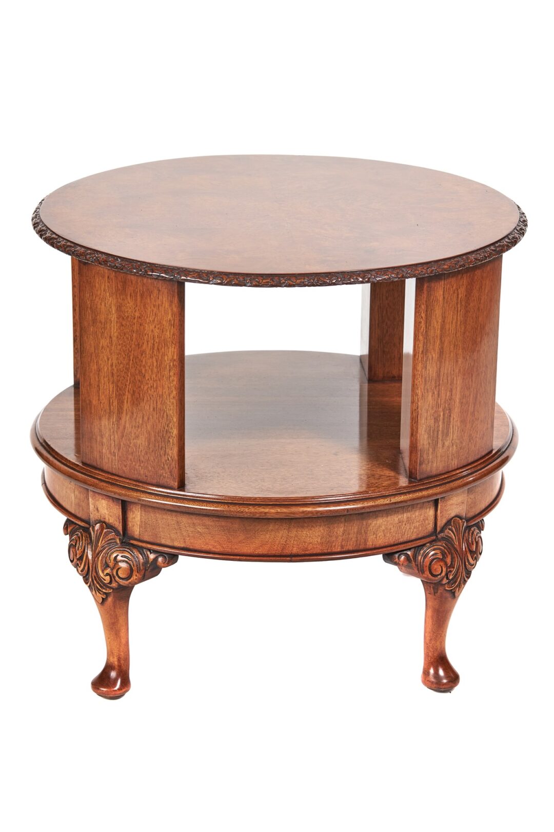 Burr Walnut Revolving Book Table 1930s