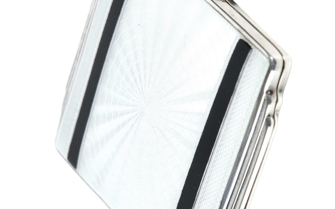 Fine Art Deco Silver & Guilloche enamel powder compact