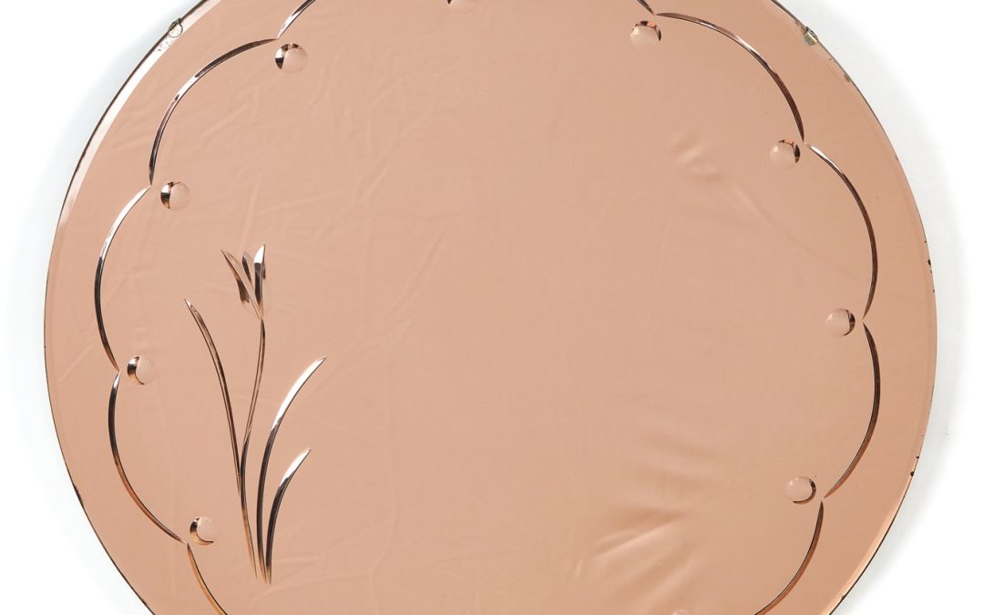 Art Deco Peach Mirror 1930s