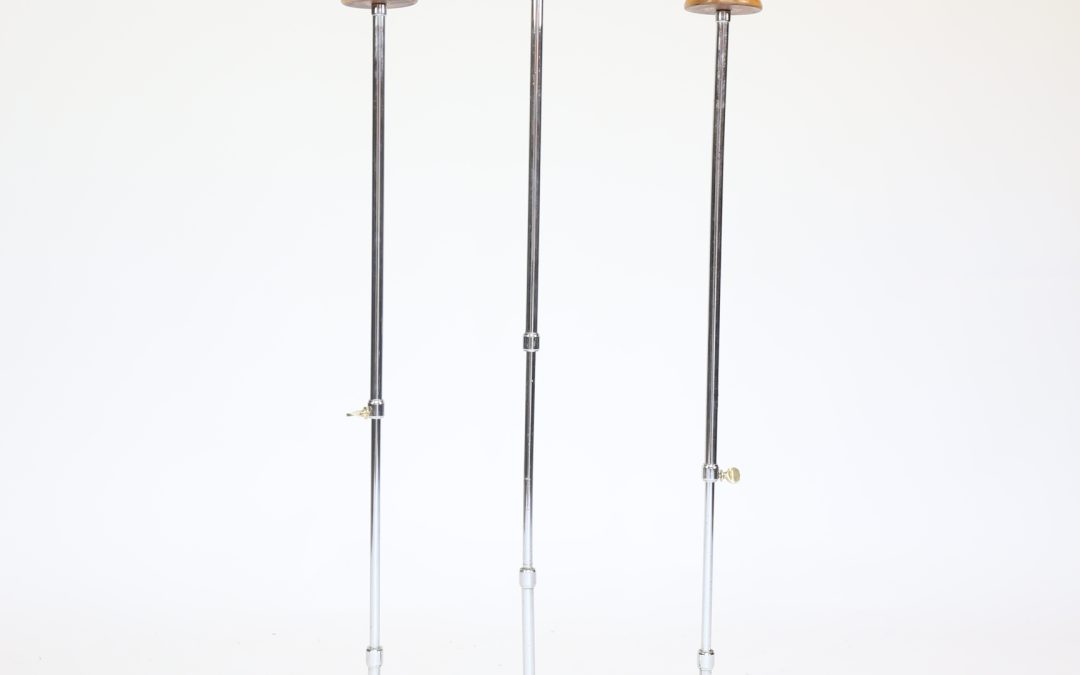 Set 3 chrome shop hat stands 1930s