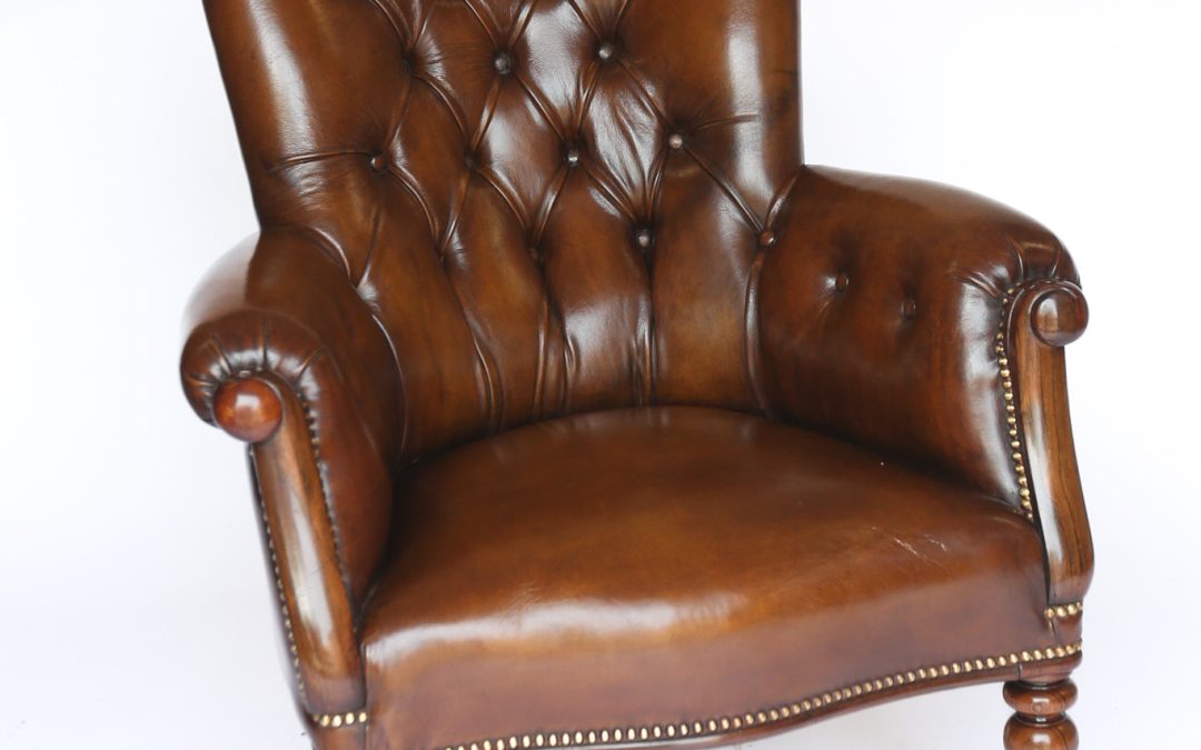 Late Regency Rosewood & Leather Library Chair