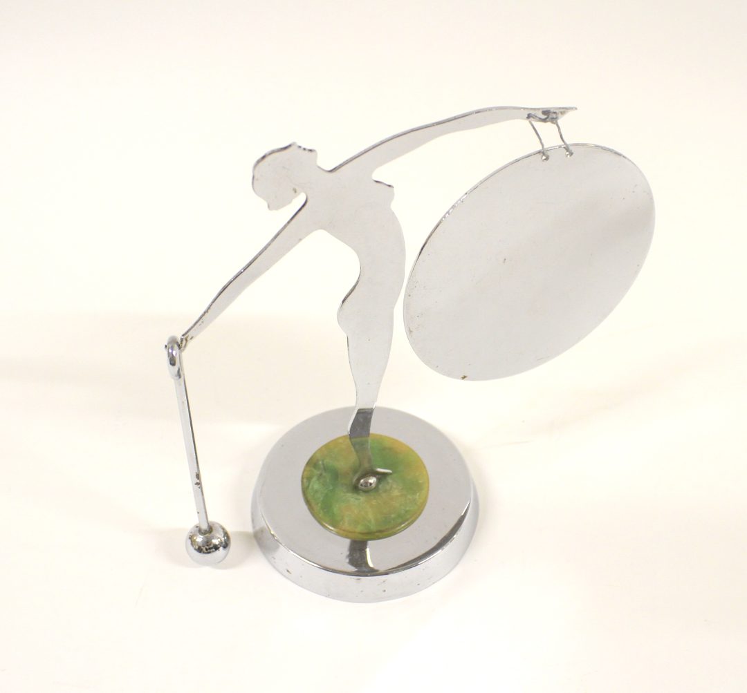 Art Deco Chrome Silhouette Lady Gong 1930s