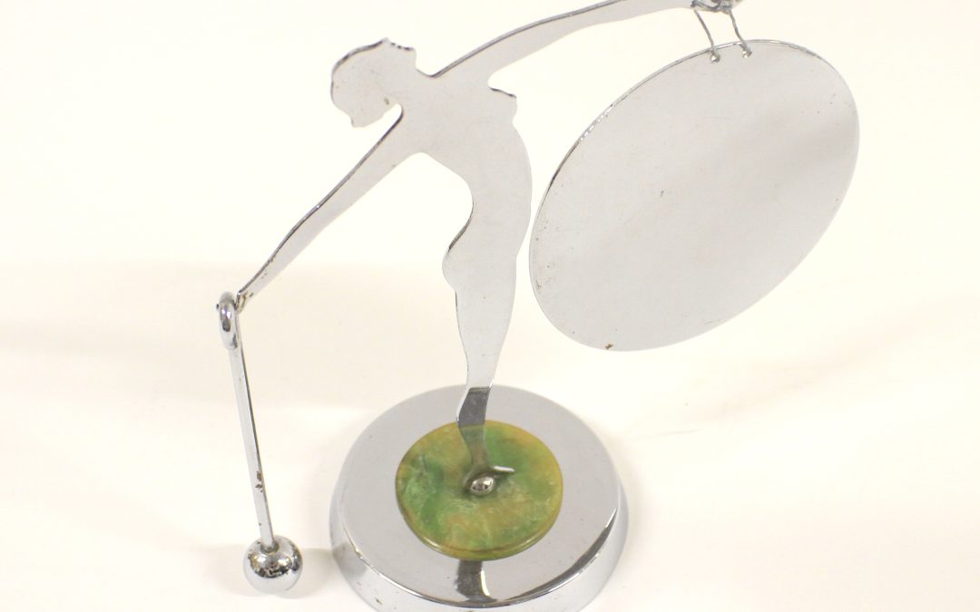 Art Deco Chrome Silhouette Lady Gong 1930s