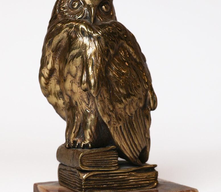 Victorian gilt Bronze Owl Paperweight