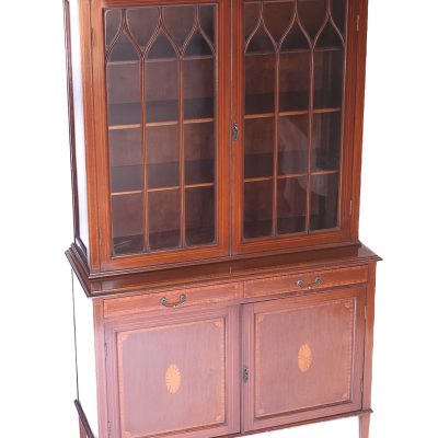 Edwardian Inlaid Mahogany Cabinet / Bookcase Maple & Co