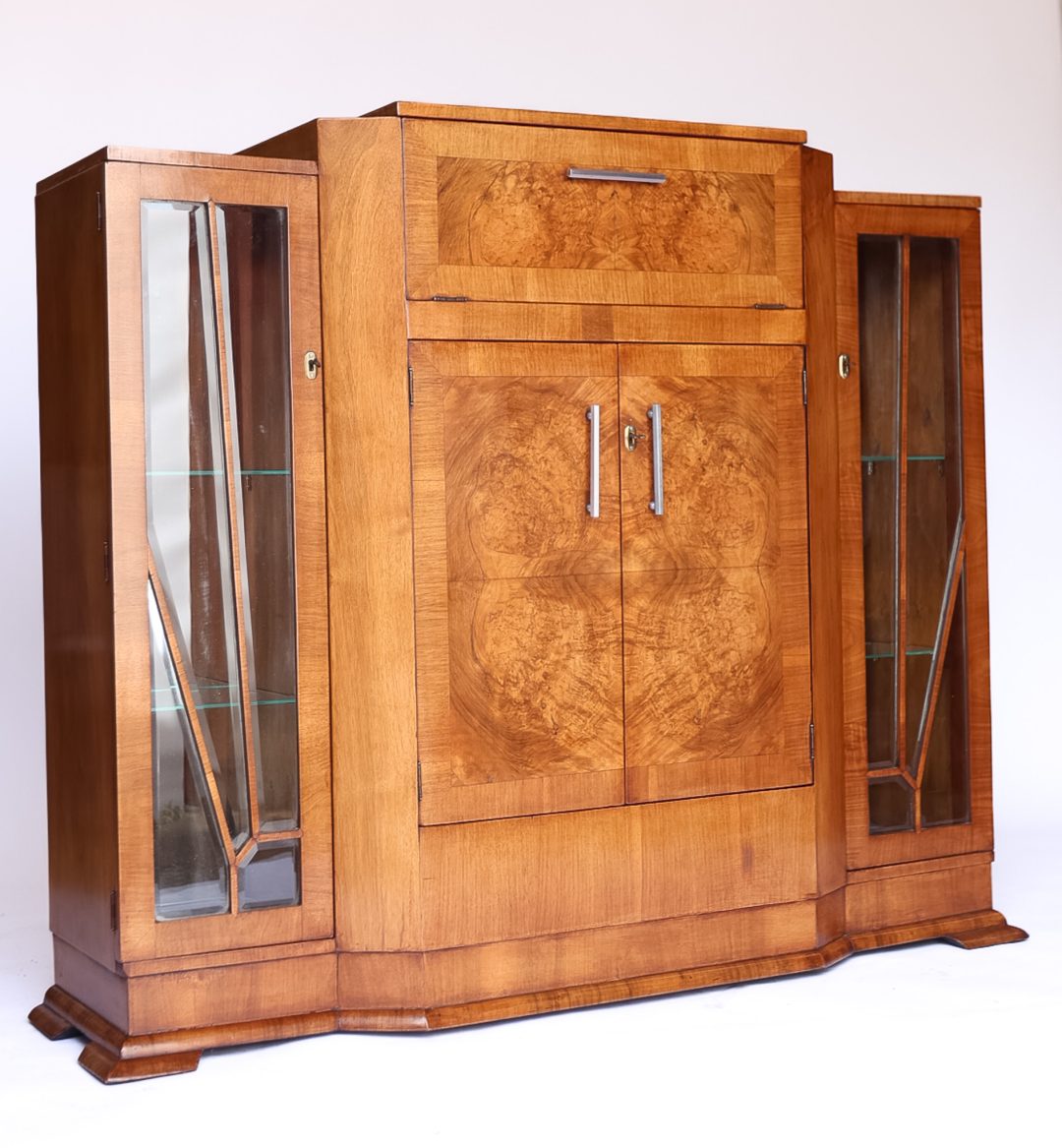 Art Deco Walnut Cocktail Cabinet 1930s