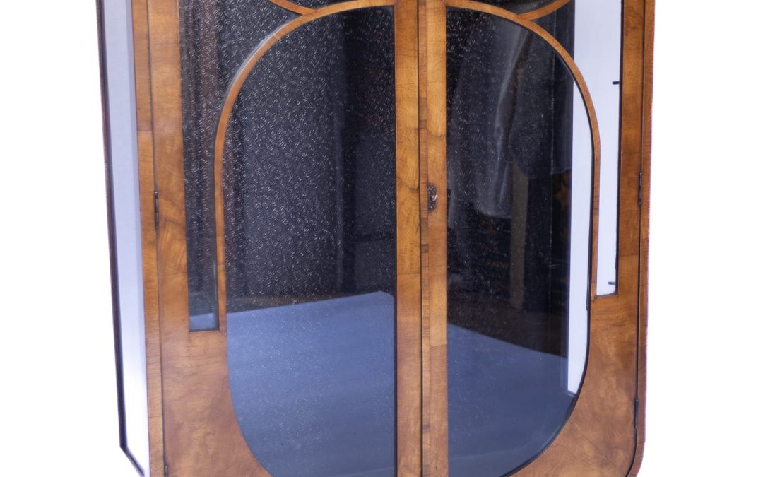 Art Deco Walnut Display Cabinet 1930s