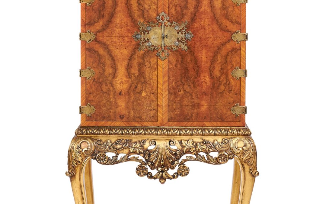 Fine Walnut & Gilt walnut cupboard on stand