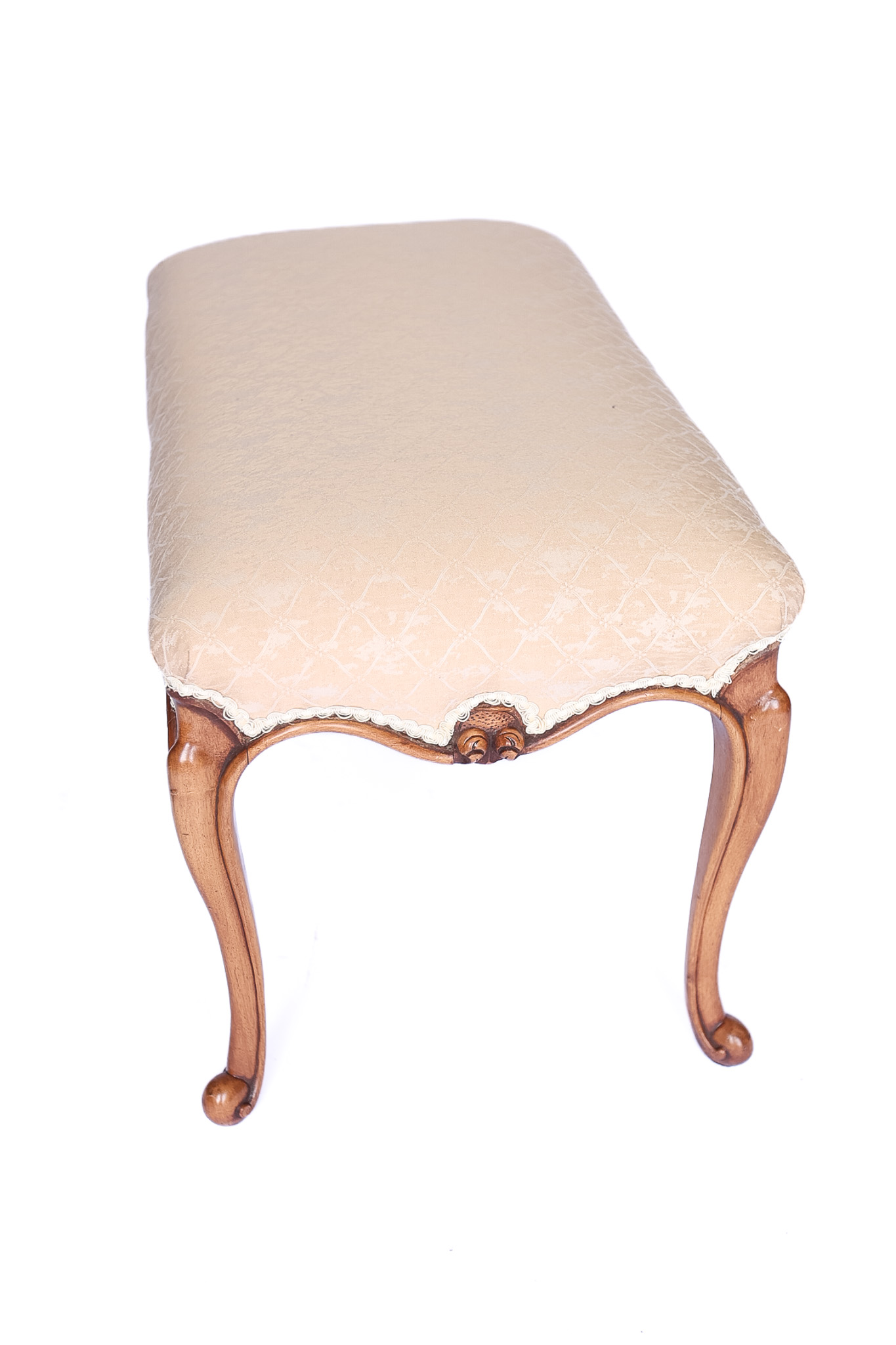 Victorian Walnut & carved stool / window seat - Image 2