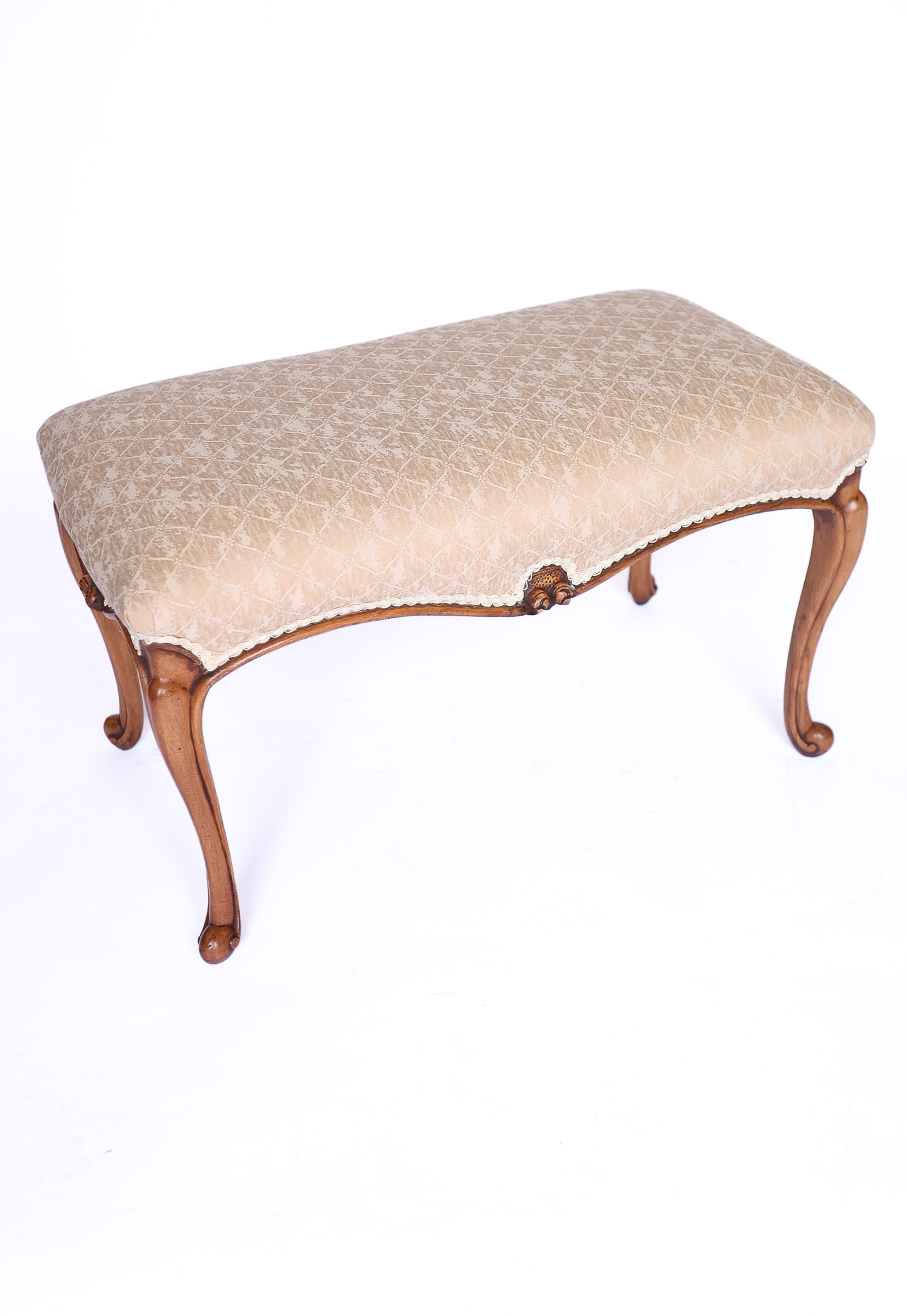 Victorian Walnut & carved stool / window seat - Image 3