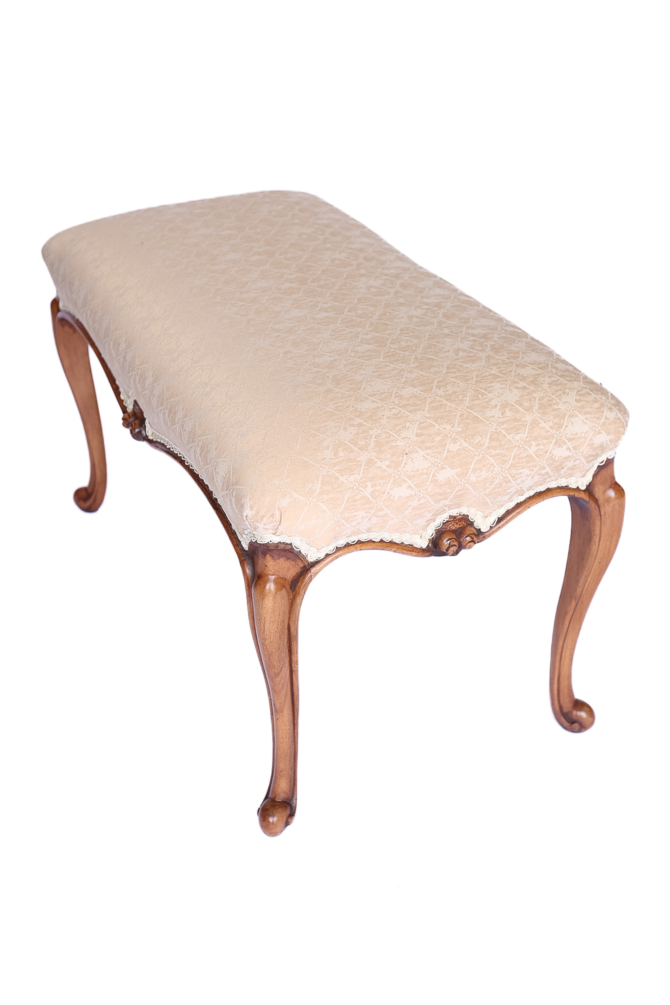 Victorian Walnut & carved stool / window seat - Image 4