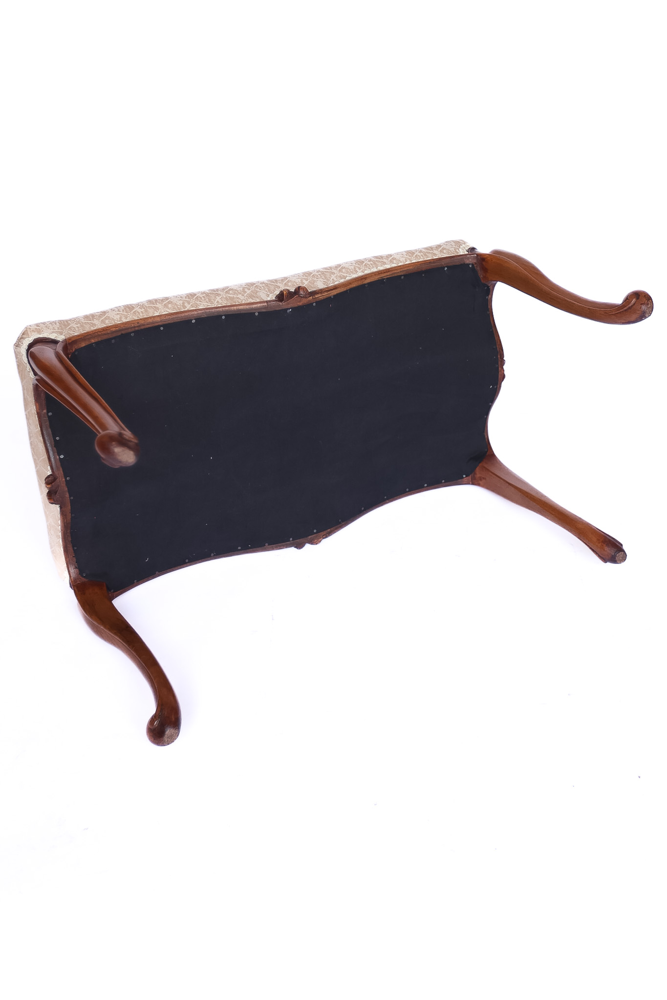 Victorian Walnut & carved stool / window seat - Image 6