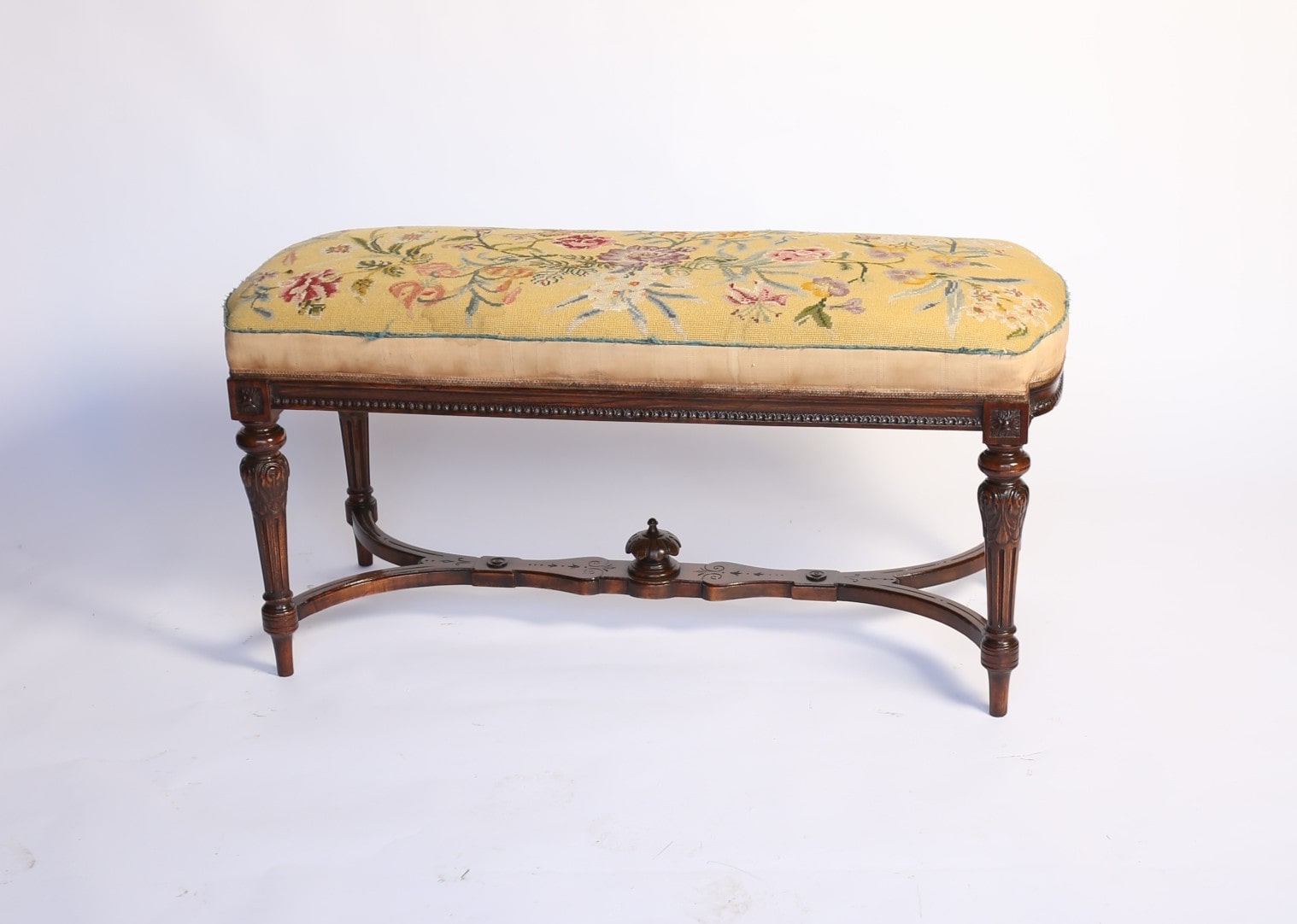 Victorian Carved Walnut stool / Window seat - Image 2