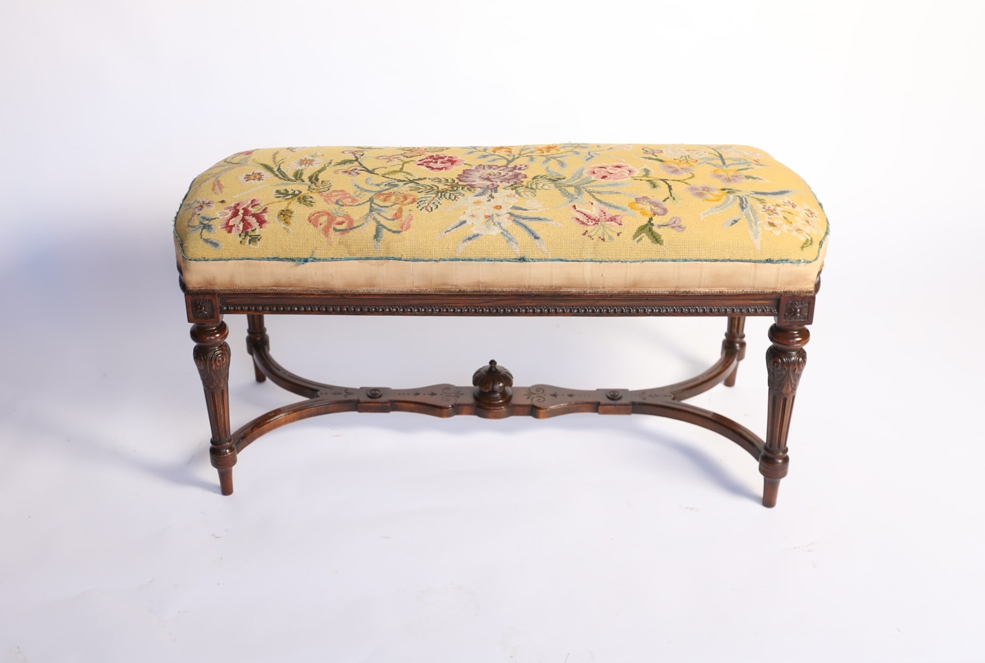 Victorian Carved Walnut stool / Window seat - Image 5