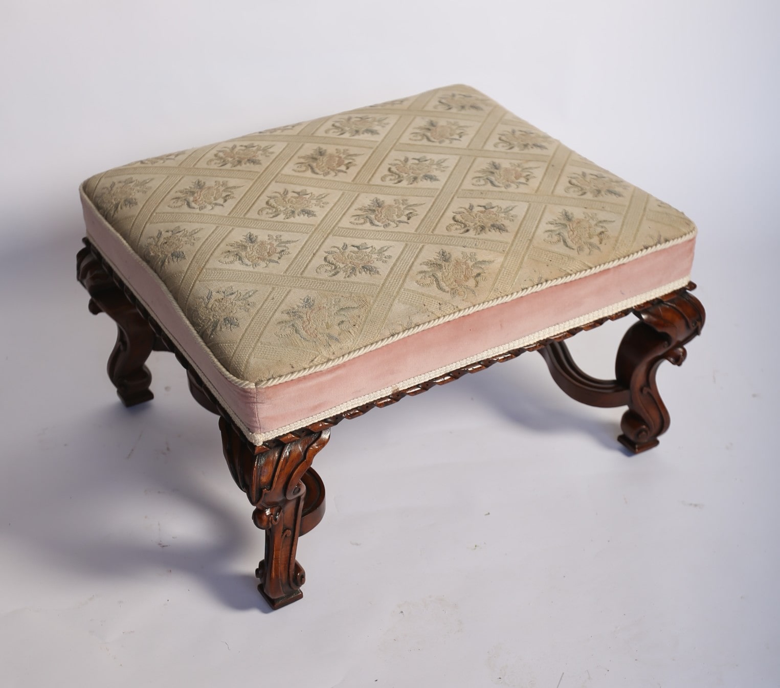 Victorian large Walnut & Carved Stool - Image 2