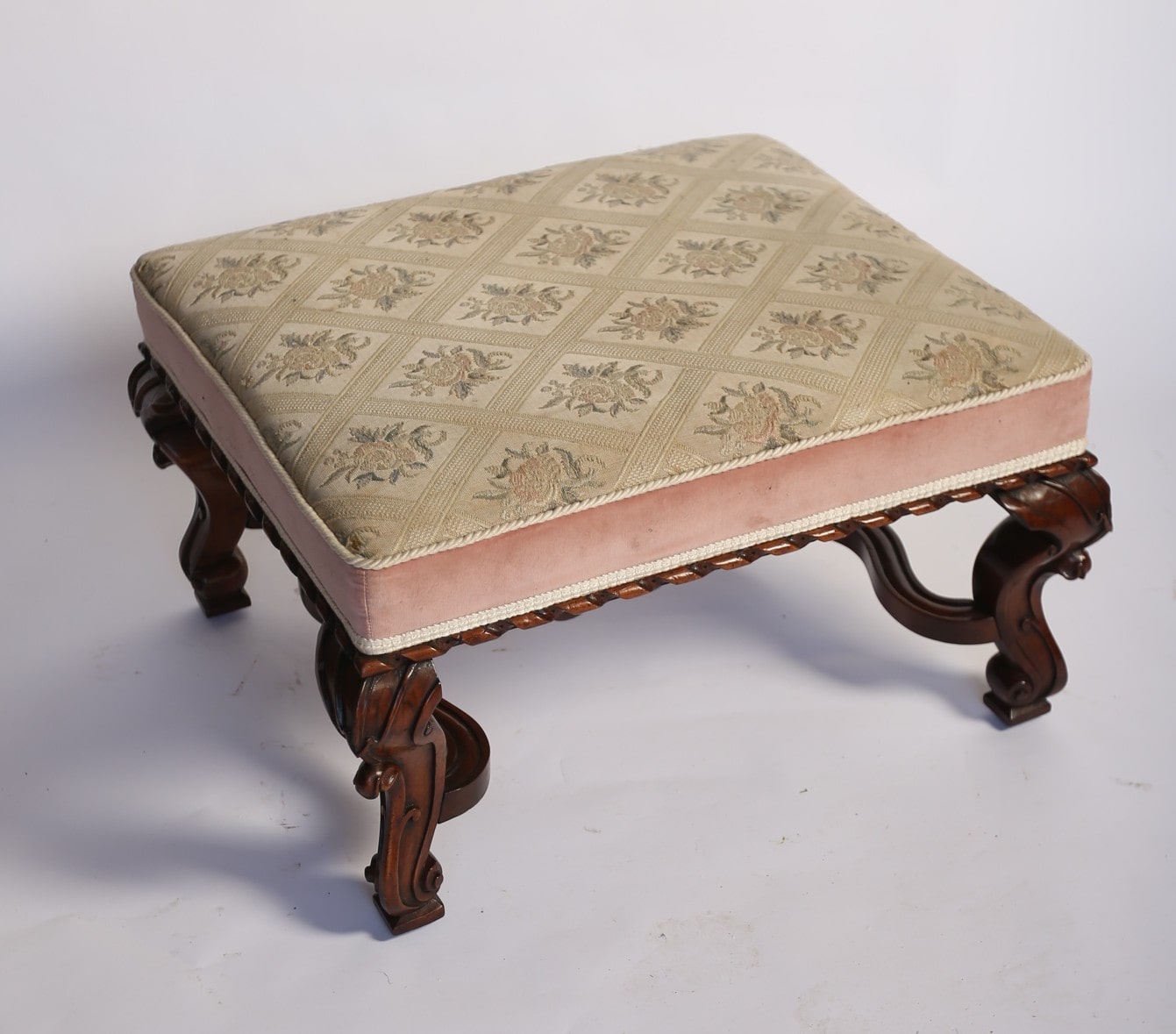 Victorian large Walnut & Carved Stool - Image 3