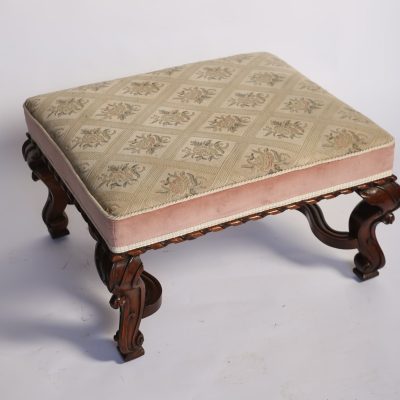 Victorian large  Walnut & Carved Stool