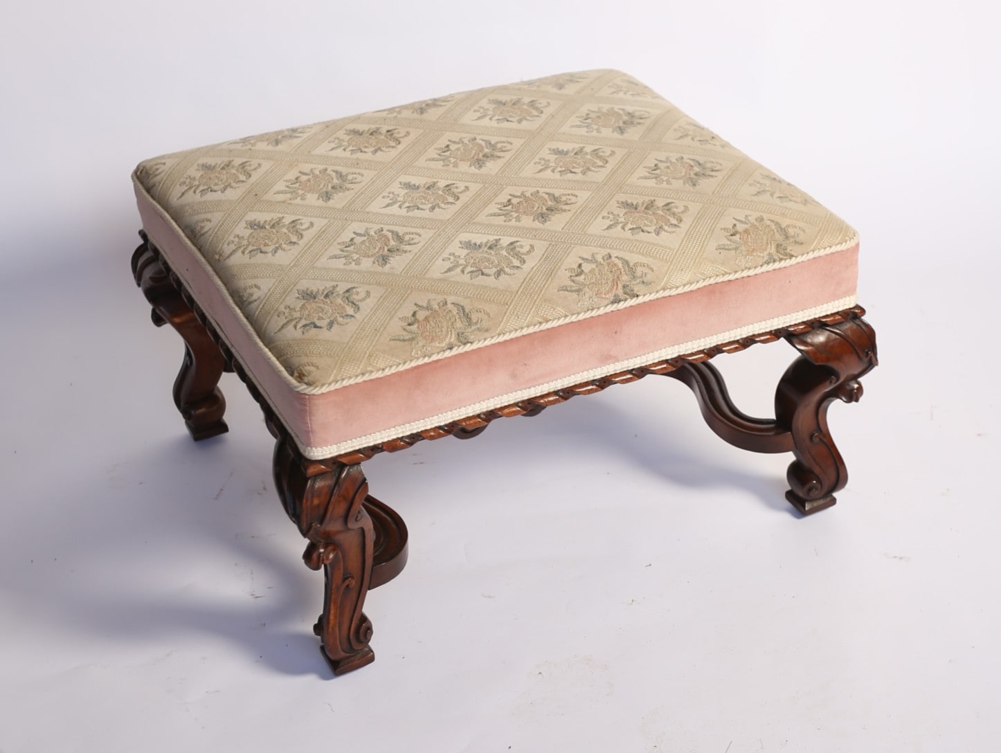 Victorian large Walnut & Carved Stool - Image 4