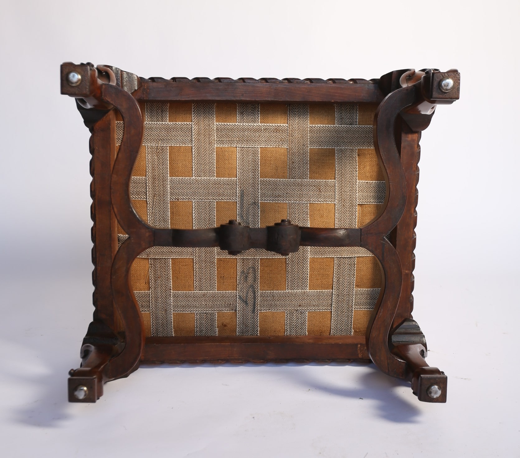 Victorian large Walnut & Carved Stool - Image 6