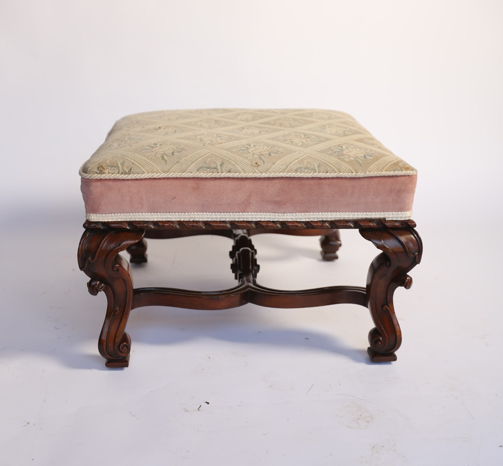 Victorian large Walnut & Carved Stool - Image 7