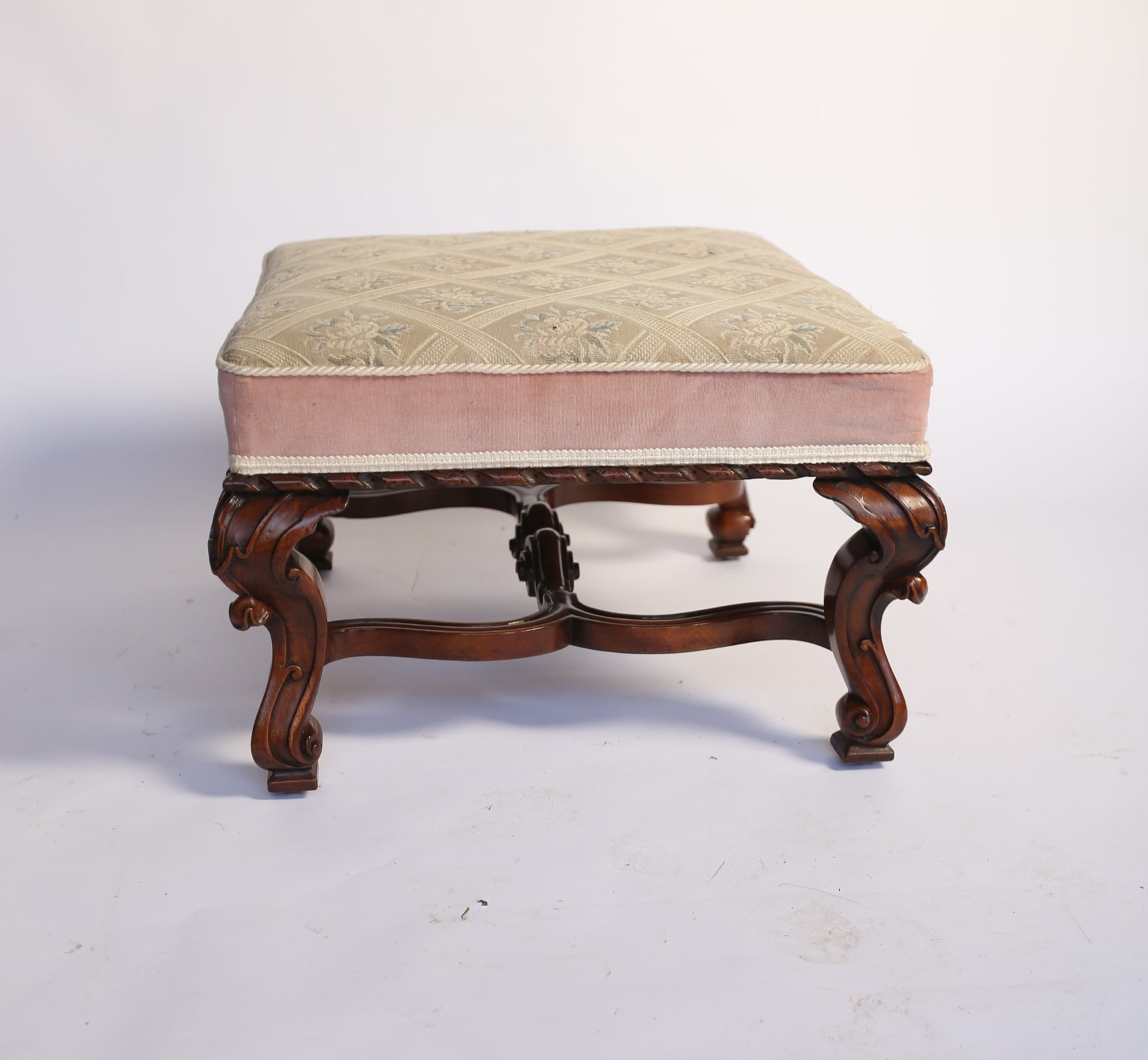 Victorian large Walnut & Carved Stool - Image 8