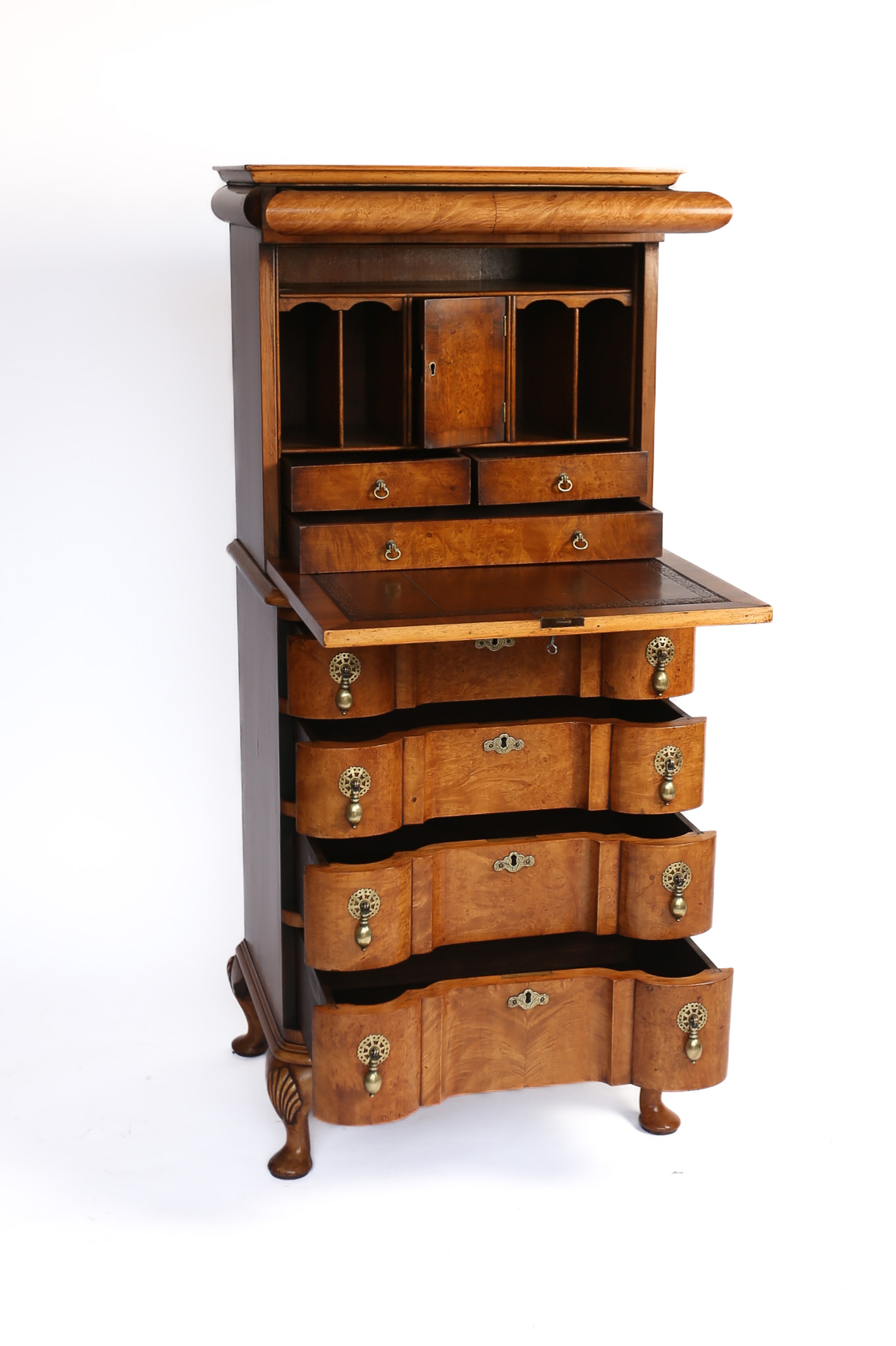 Queen Anne Style small Burr Walnut Escritoire, - Image 2
