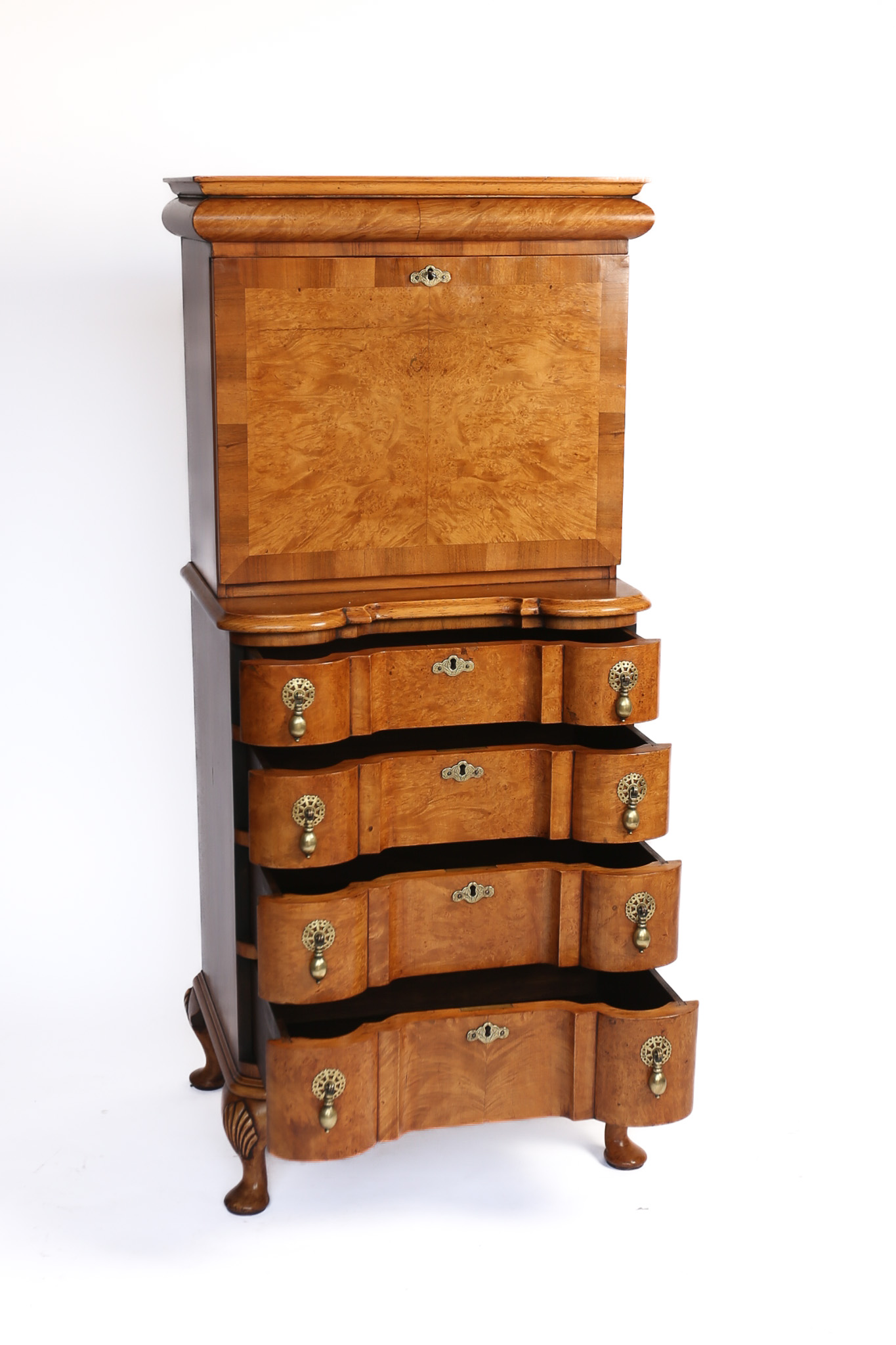 Queen Anne Style small Burr Walnut Escritoire, - Image 8