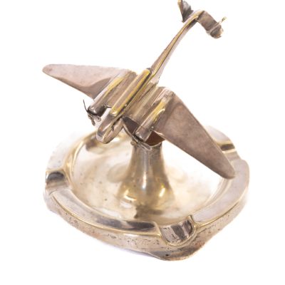 Vintage Silver Plated Aeroplane Ashtray, 1930s William Hutton for Bryant & May