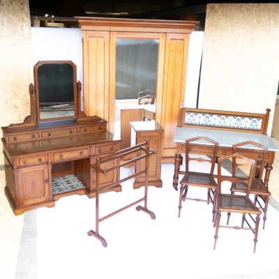 Aesthetic Pitch pine 8pc  Bedroom suite painted detail