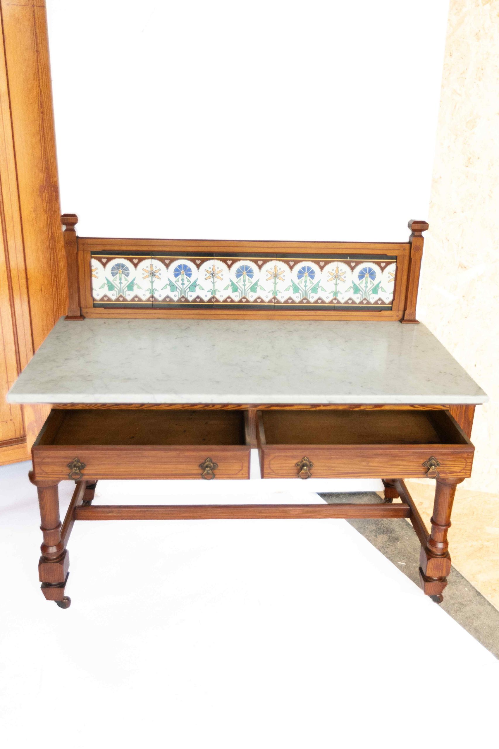 Aesthetic Pitch pine 8pc Bedroom suite painted detail - Image 9