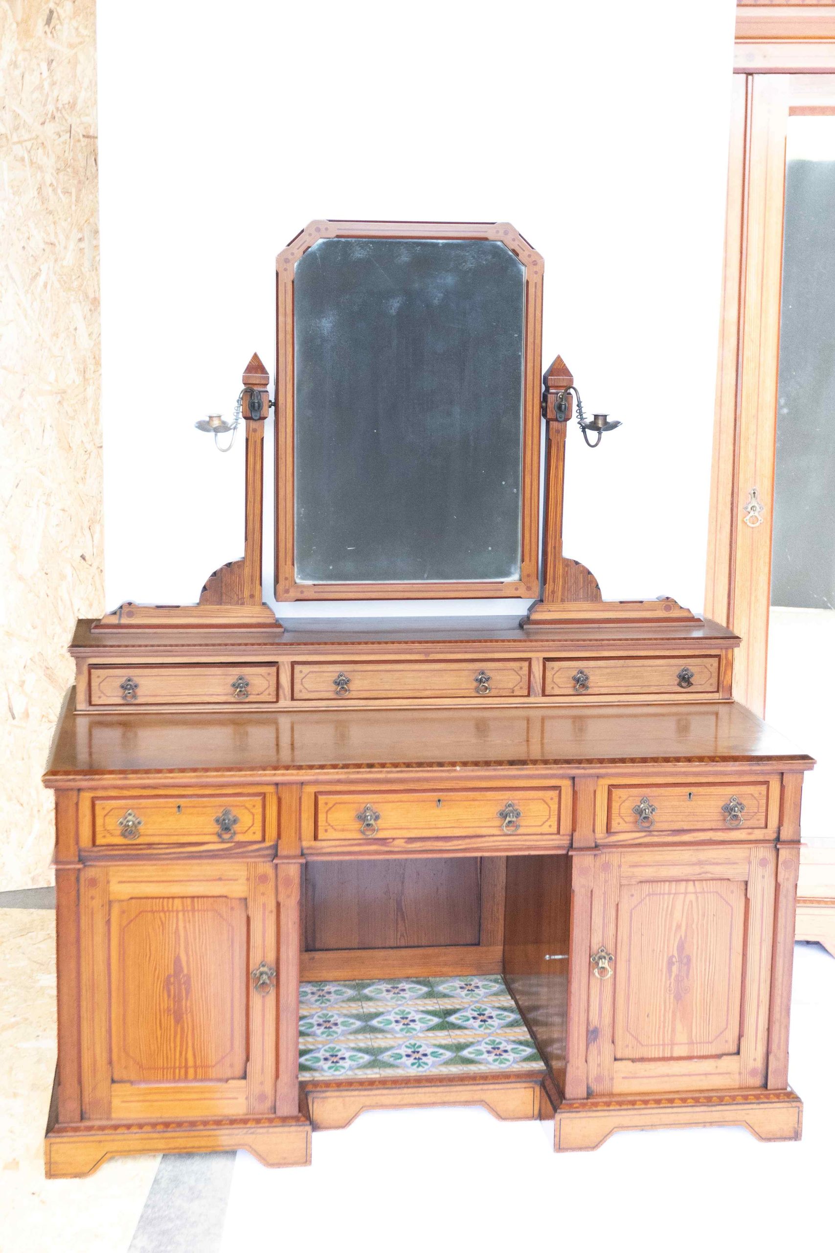 Aesthetic Pitch pine 8pc Bedroom suite painted detail - Image 16