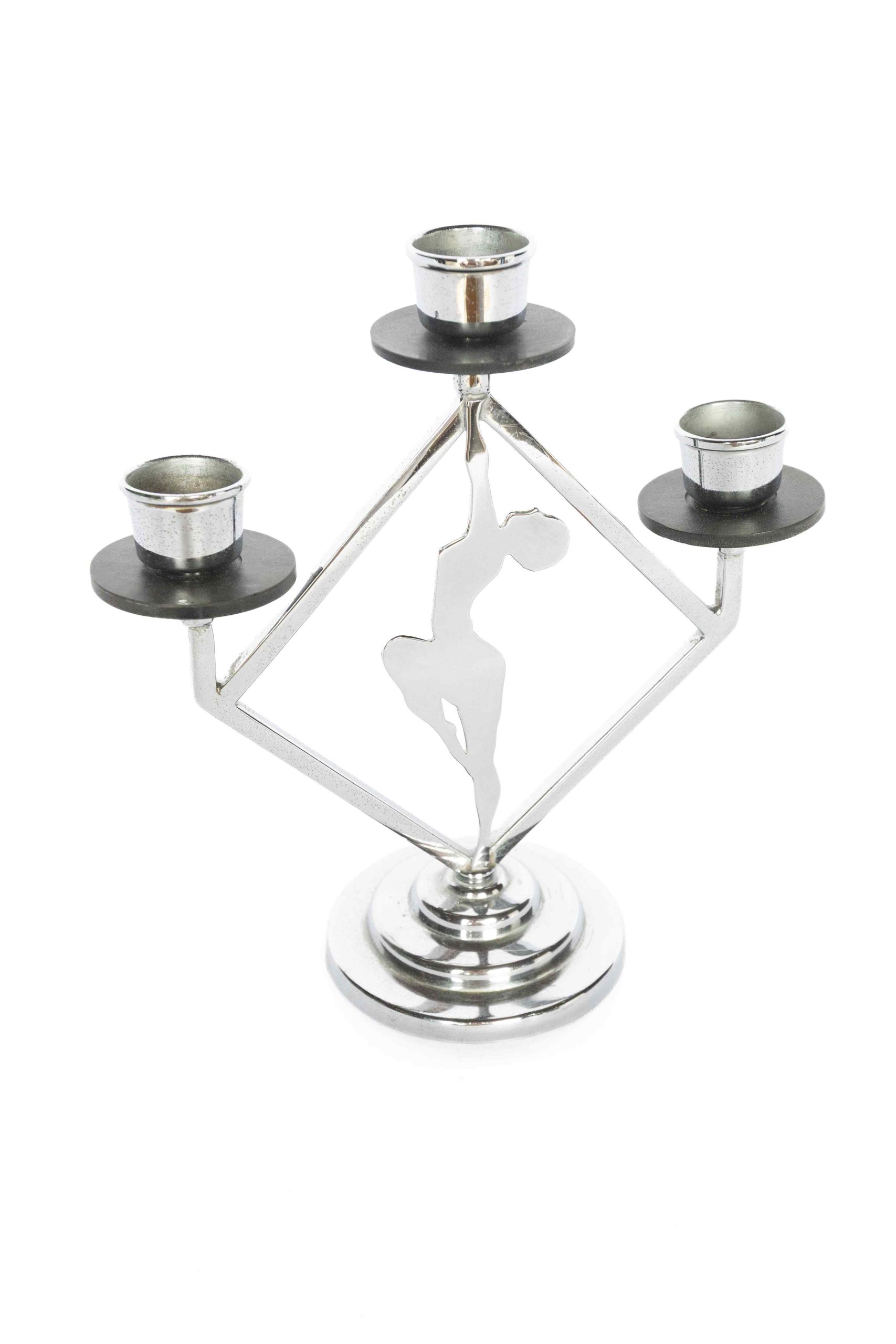 Art Deco Chrome Silhouette Lady Candleabra 1930s