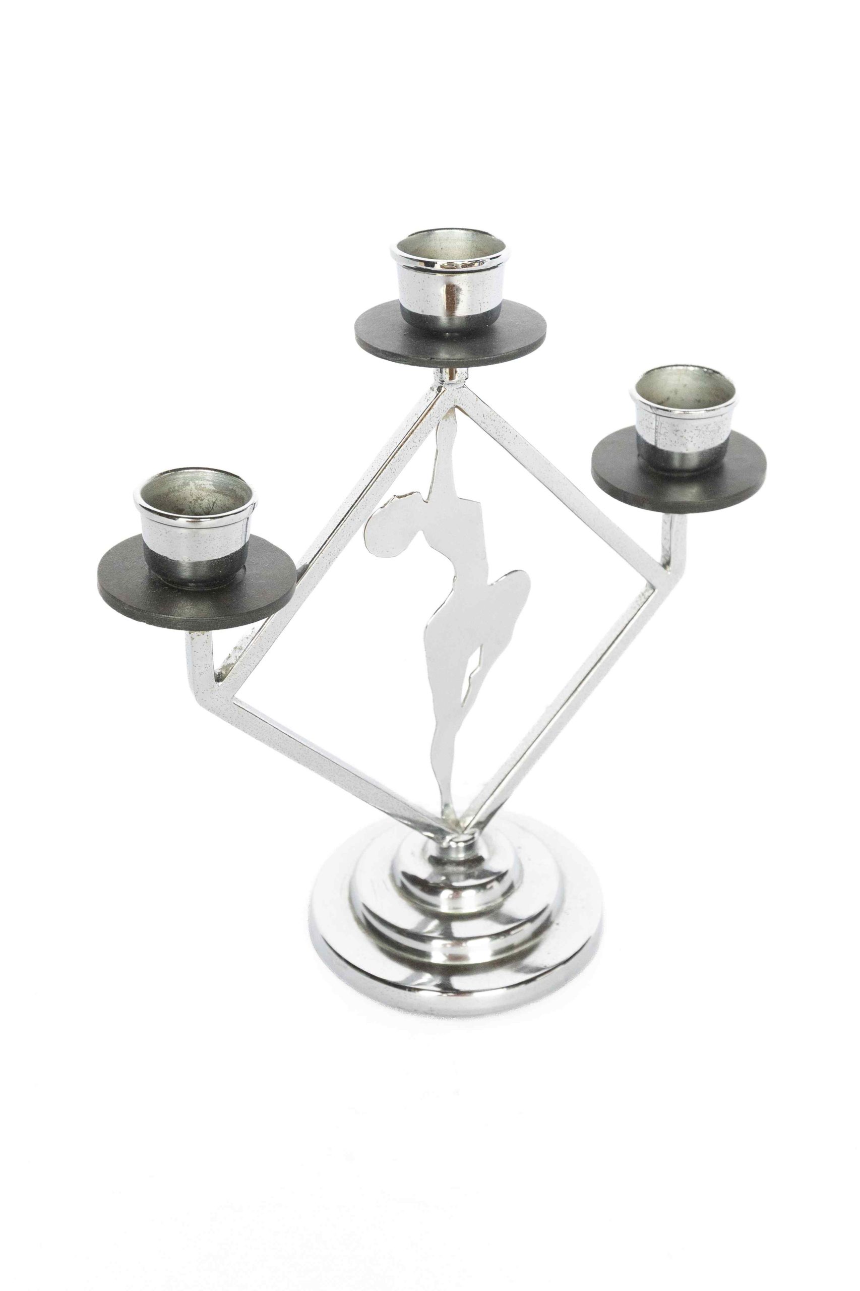 Art Deco Chrome Silhouette Lady Candleabra 1930s - Image 2